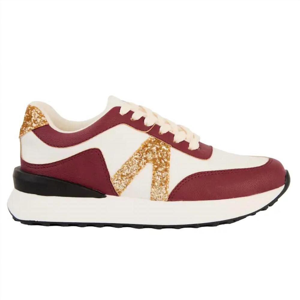 NEW MAKER'S women's nova glitter sneakers in burgundy